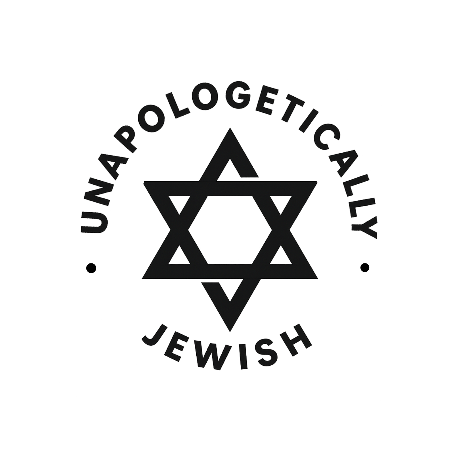 Logo with Star of David and text 'Unapologetically Jewish' on a white background